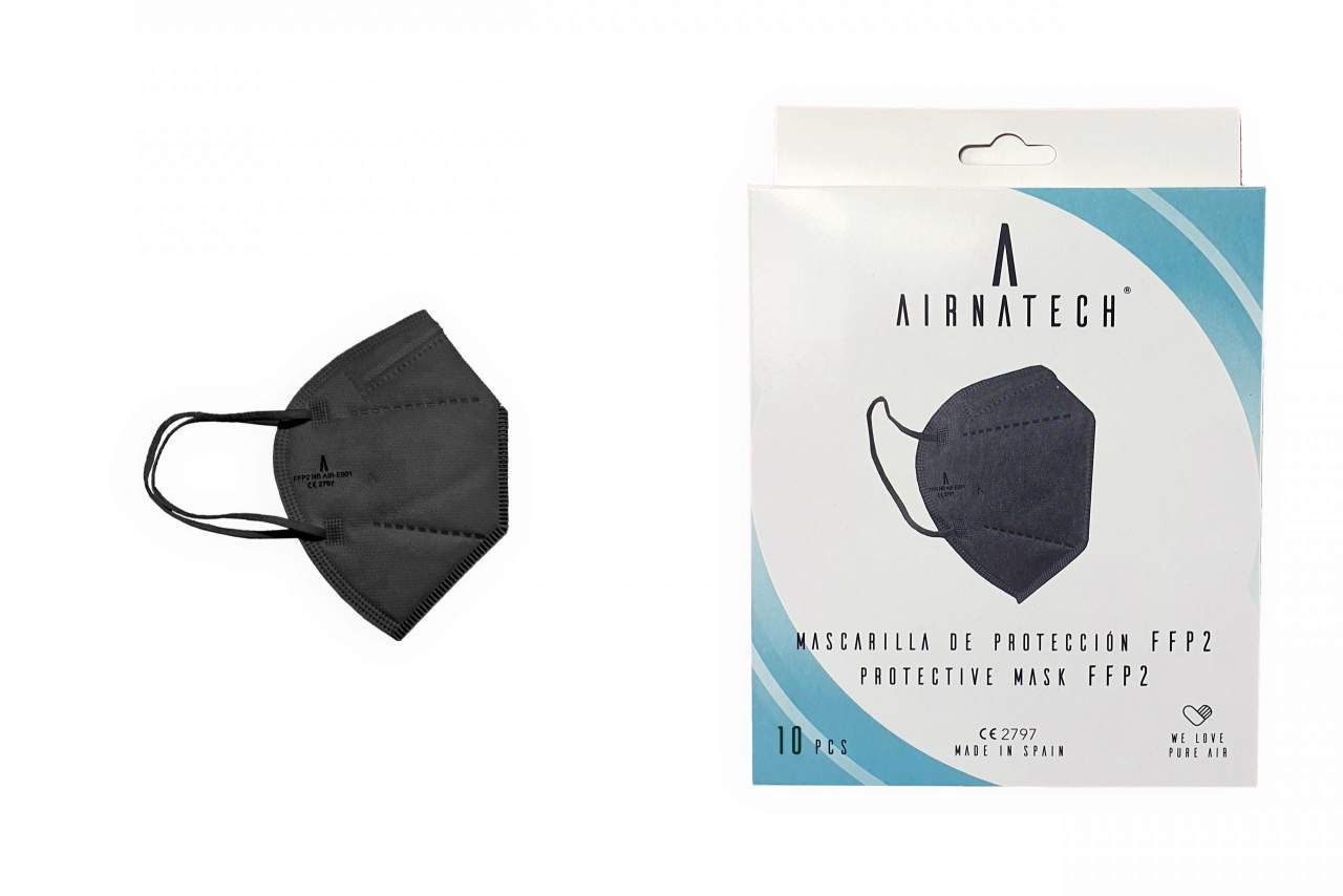 Mascarillas FFP2 negras y Mascarilla antiviral Airnatech