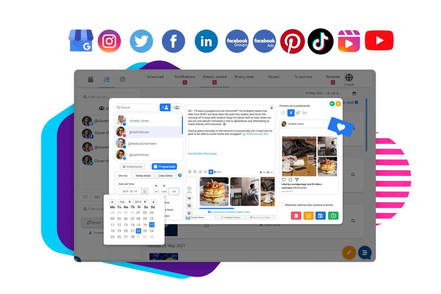 Programar los vídeos de Instagram Reels y TikTok a través de SocialGest