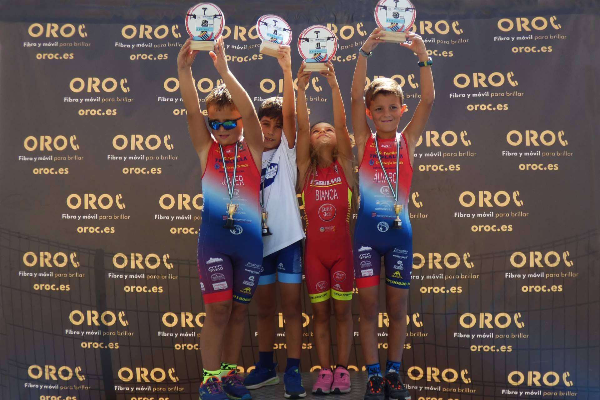 El V Duatlón Cros de Menores Santa Olalla del Cala que inaugura la IV Copa de Andalucía de Duatlón Cros de Menores, patrocinado por OROC